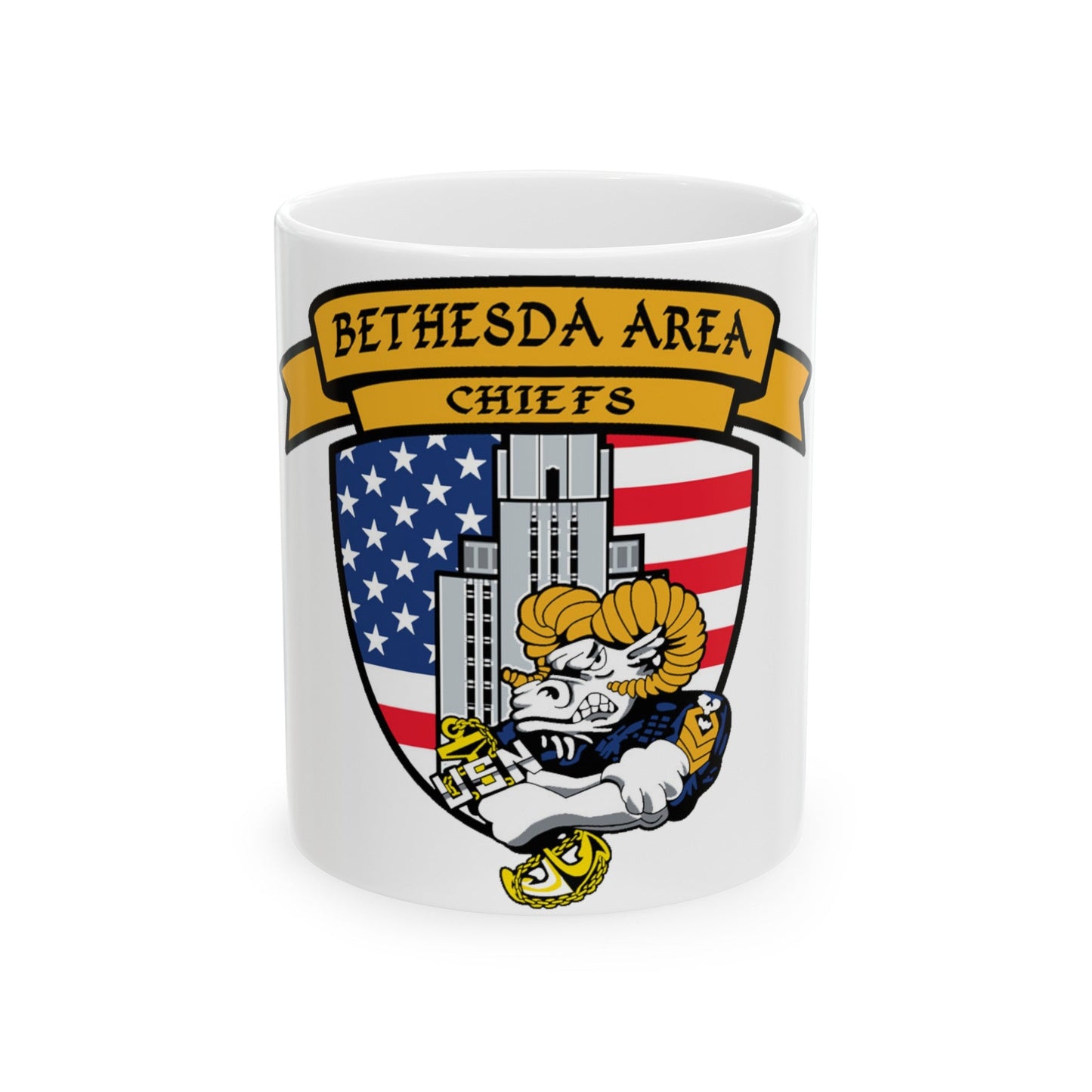Bethesda Area Chiefs (U.S. Navy) White Coffee Mug-11oz-The Sticker Space