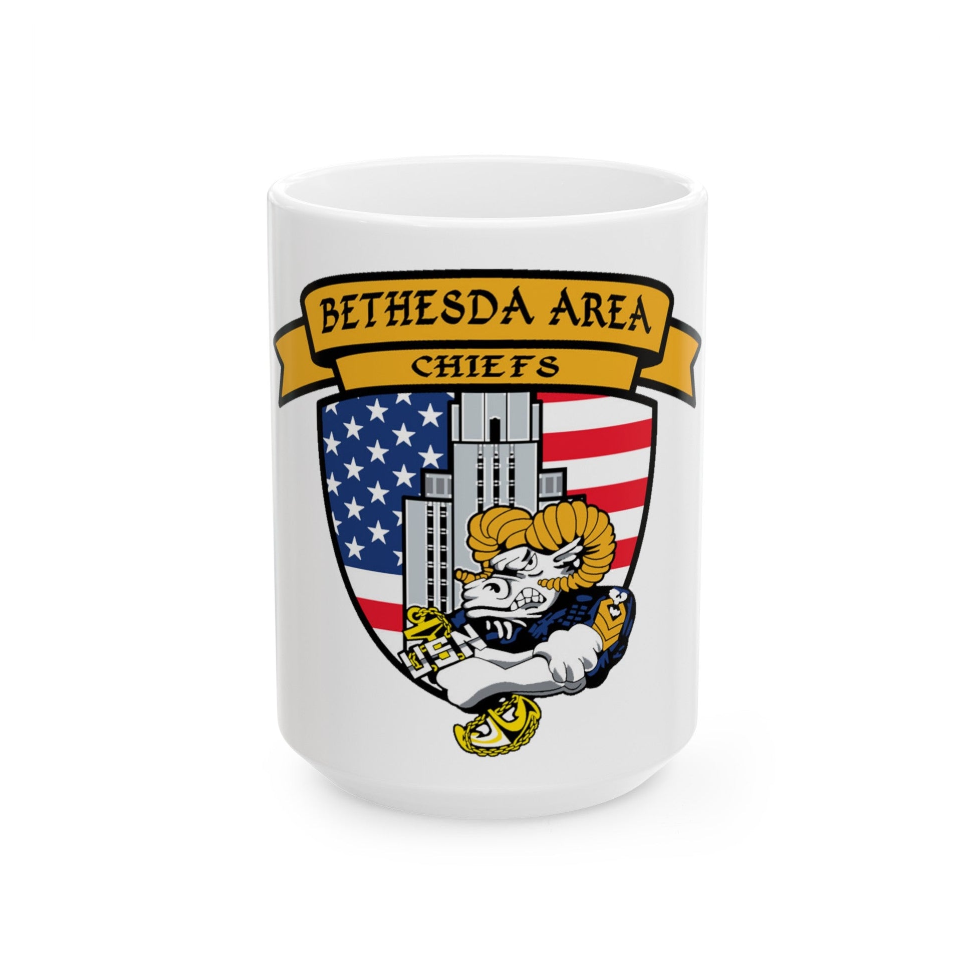 Bethesda Area Chiefs (U.S. Navy) White Coffee Mug-15oz-The Sticker Space