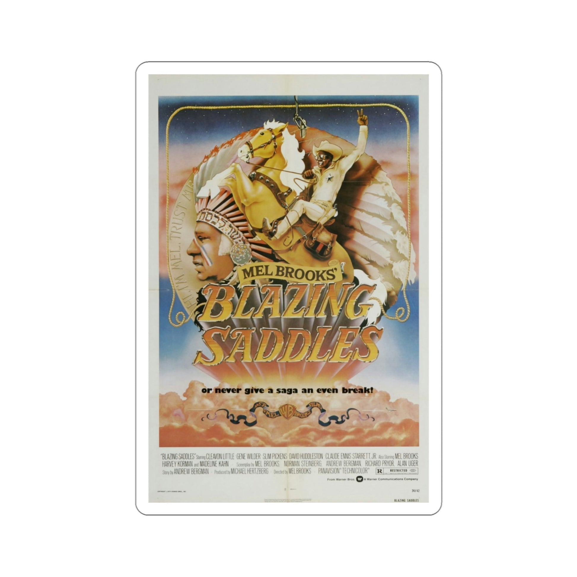 Blazing Saddles 1974 Movie Poster STICKER Vinyl Die-Cut Decal-4 Inch-The Sticker Space
