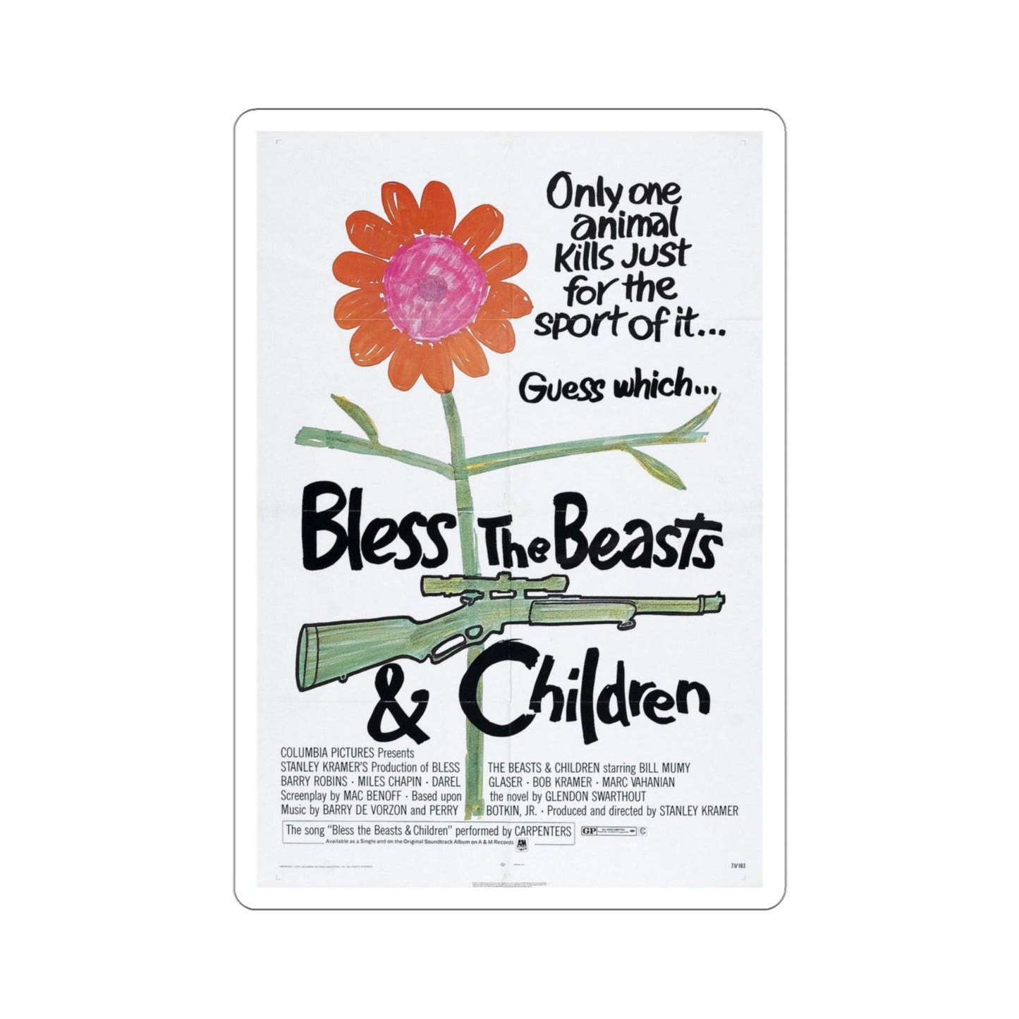 Bless the Beasts & Children 1971 Movie Poster STICKER Vinyl Die-Cut Decal-4 Inch-The Sticker Space