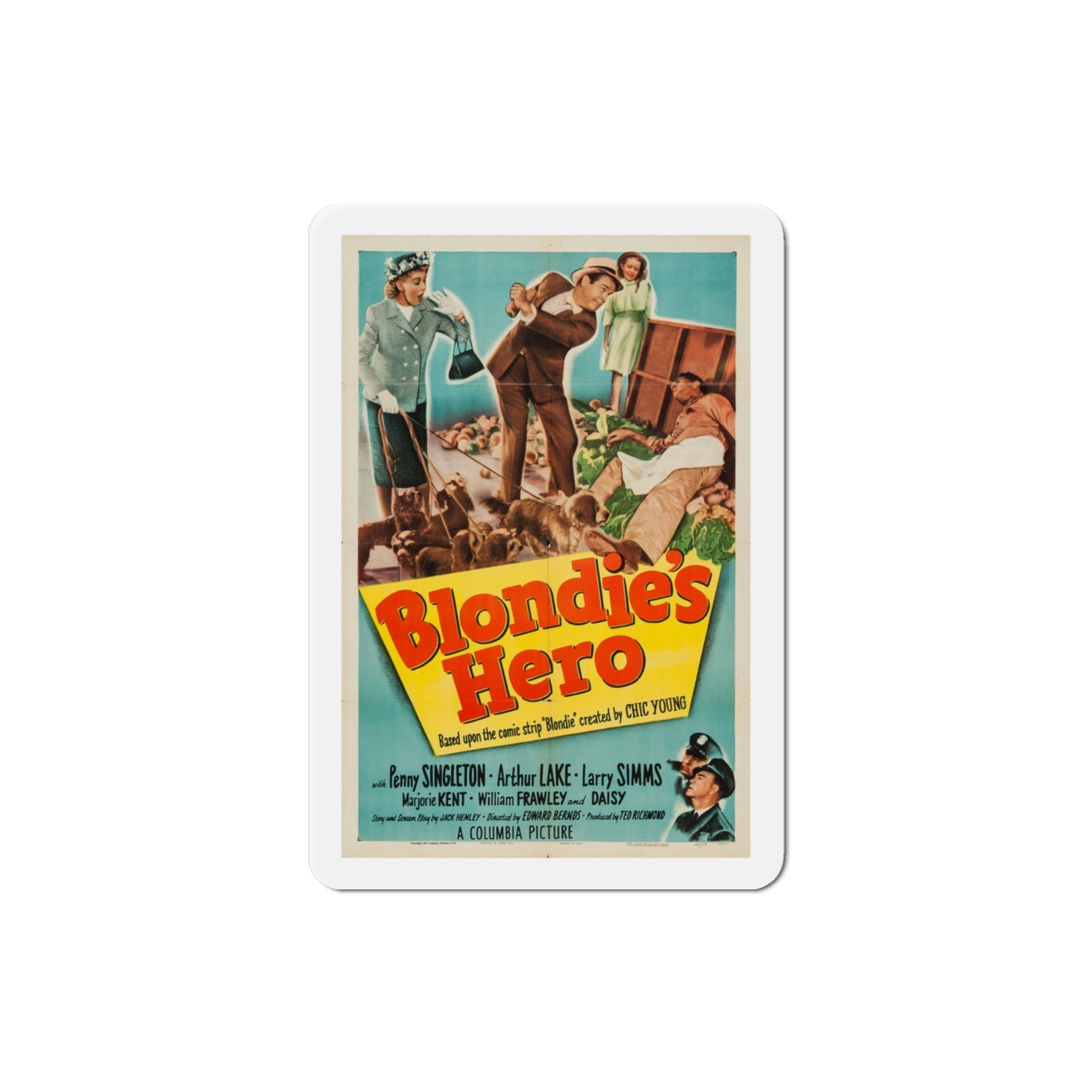 Blondies Hero 1950 Movie Poster Die-Cut Magnet-3 Inch-The Sticker Space