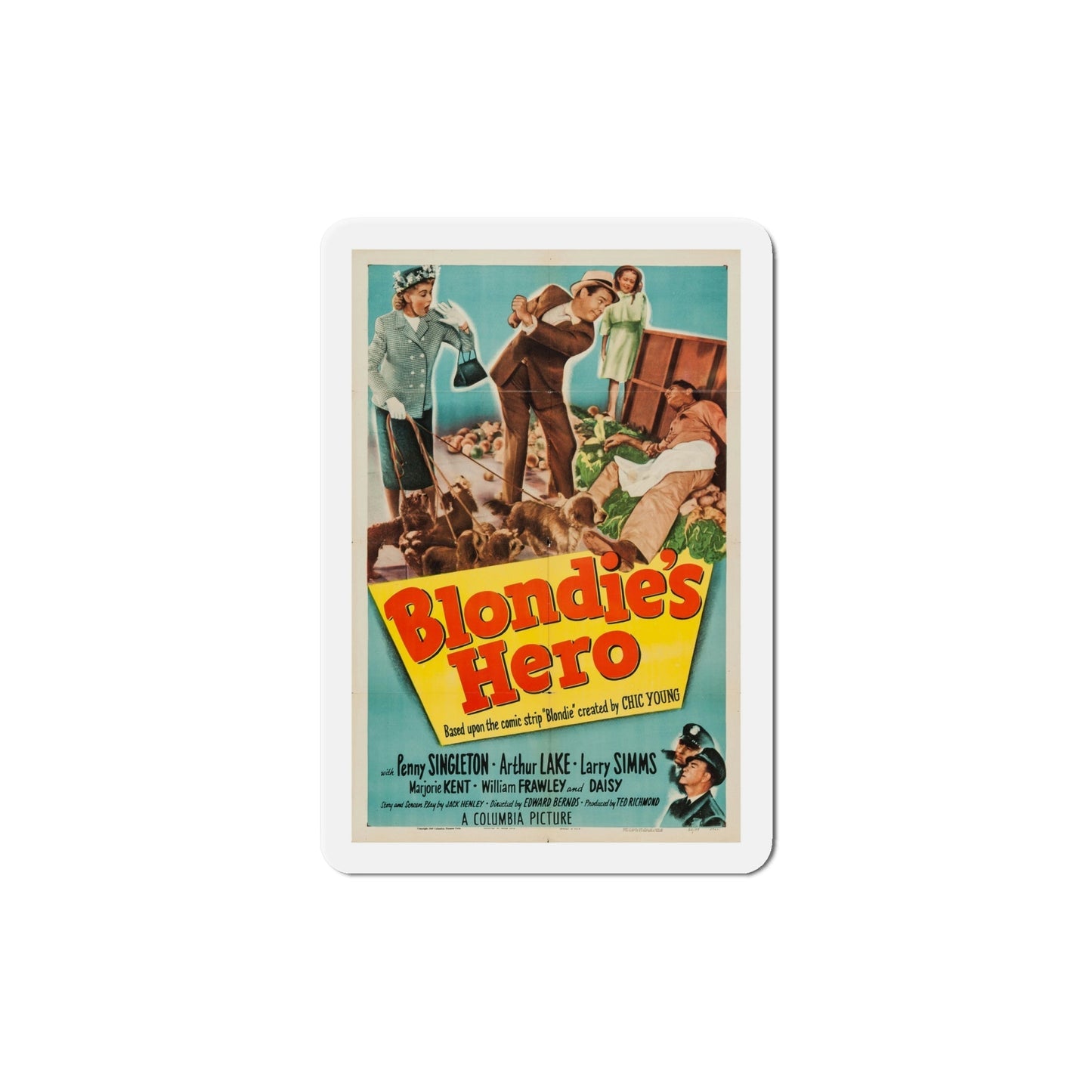 Blondies Hero 1950 Movie Poster Die-Cut Magnet-6 Inch-The Sticker Space