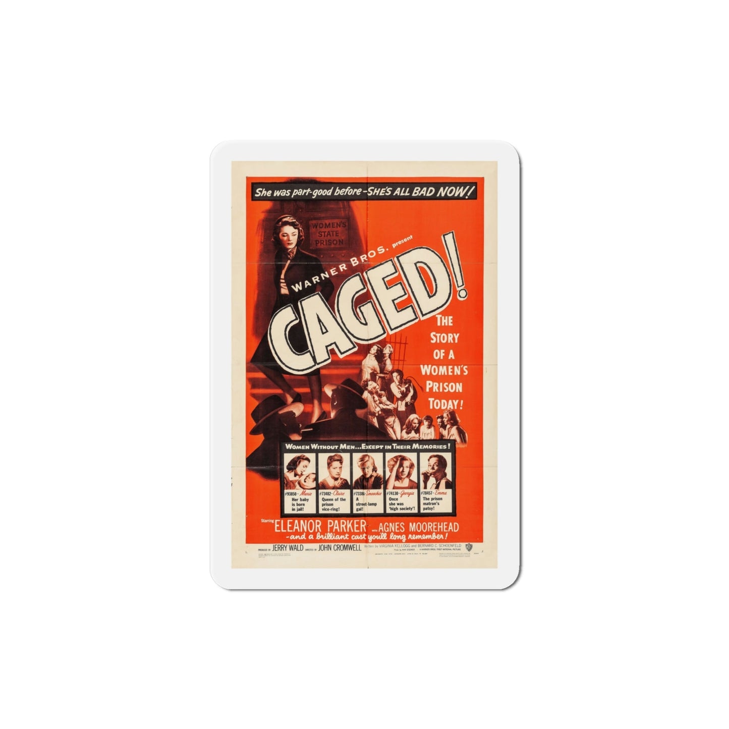 Caged 1950 Movie Poster Die-Cut Magnet-4 Inch-The Sticker Space