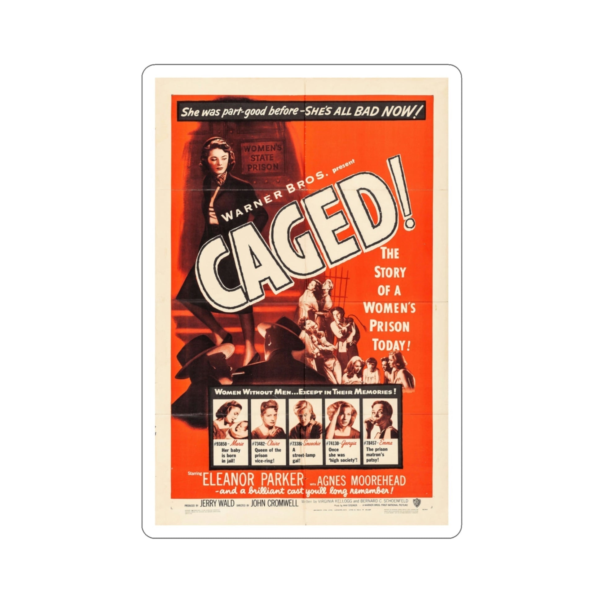 Caged 1950 Movie Poster STICKER Vinyl Die-Cut Decal-3 Inch-The Sticker Space