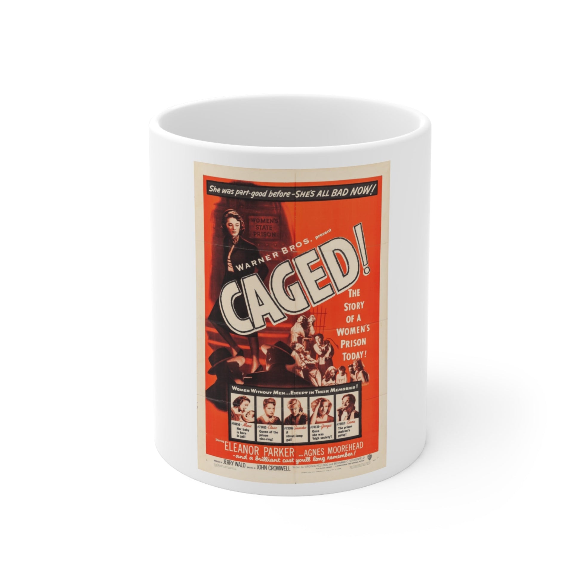 Caged 1950 Movie Poster - White Coffee Cup 11oz-11oz-The Sticker Space