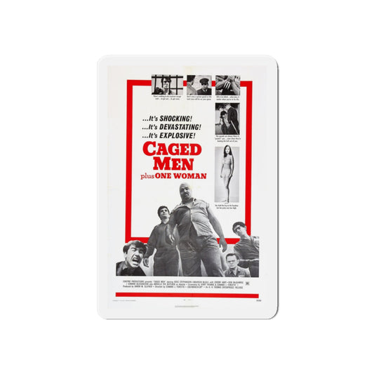 CAGED MEN PLUS ONE WOMAN 1971 Movie Poster - Die-Cut Magnet-6 × 6"-The Sticker Space