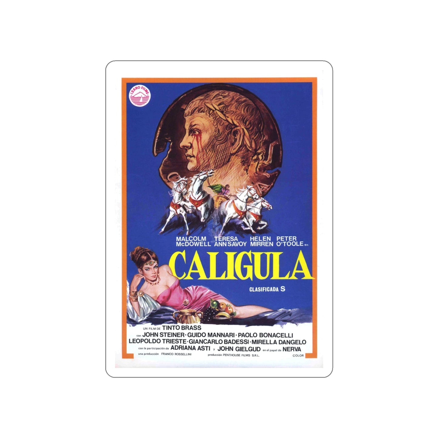 CALIGULA (2) 1979 Movie Poster STICKER Vinyl Die-Cut Decal-4 Inch-The Sticker Space