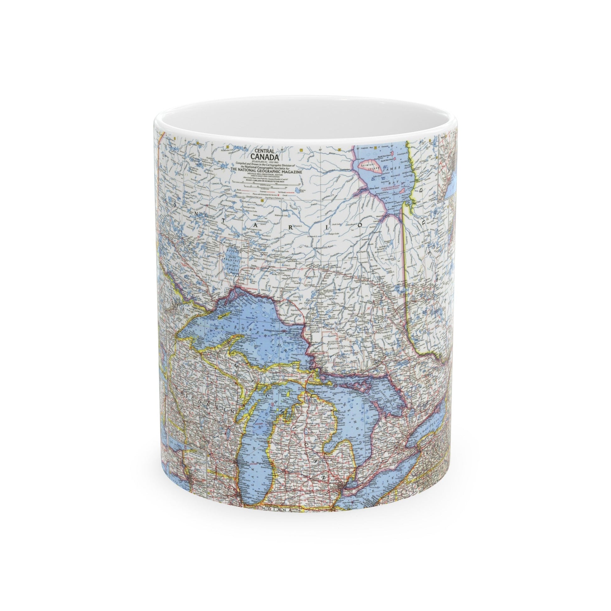 Canada - Central (1963) (Map) White Coffee Mug-11oz-The Sticker Space