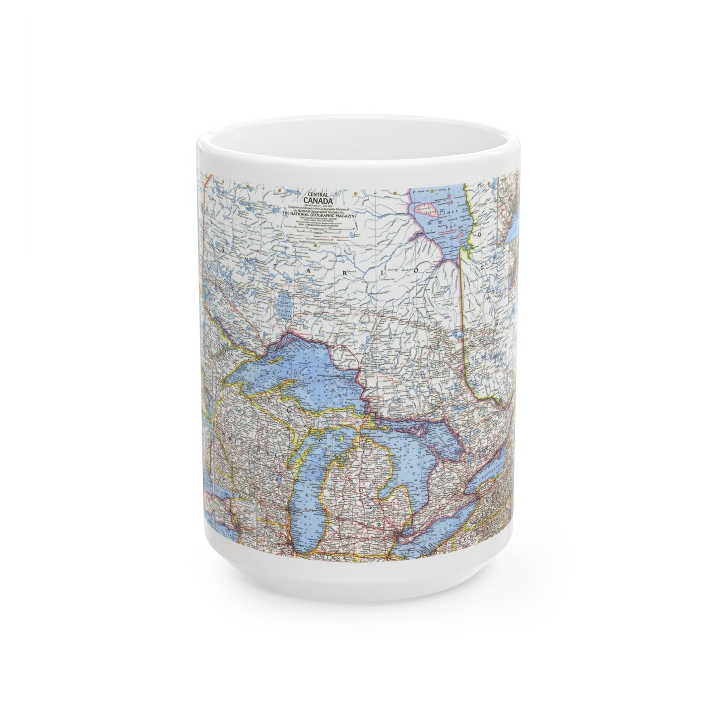 Canada - Central (1963) (Map) White Coffee Mug-15oz-The Sticker Space