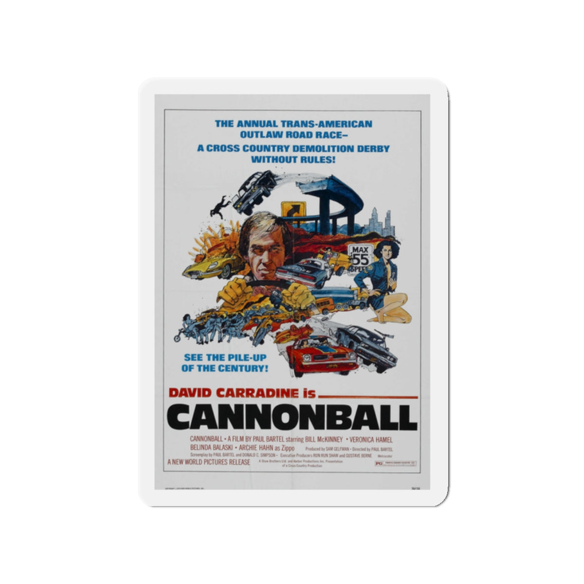 CANNONBALL 1976 Movie Poster - Die-Cut Magnet-2" x 2"-The Sticker Space