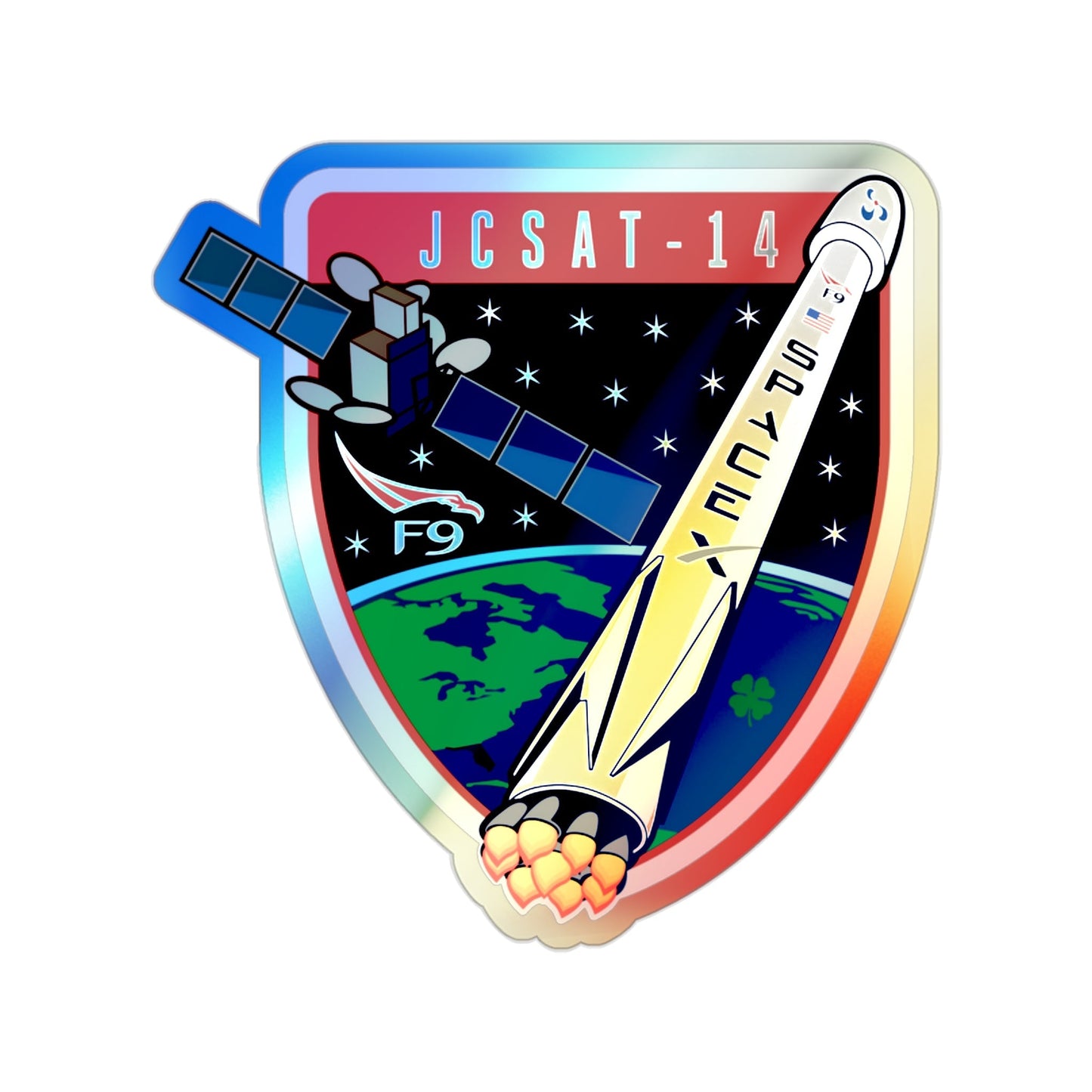 Cape Canaveral Air Force Station Space Launch Complex 40 JCSAT-2B Falcon 9 (SpaceX) Holographic STICKER Die-Cut Vinyl Decal-2 Inch-The Sticker Space