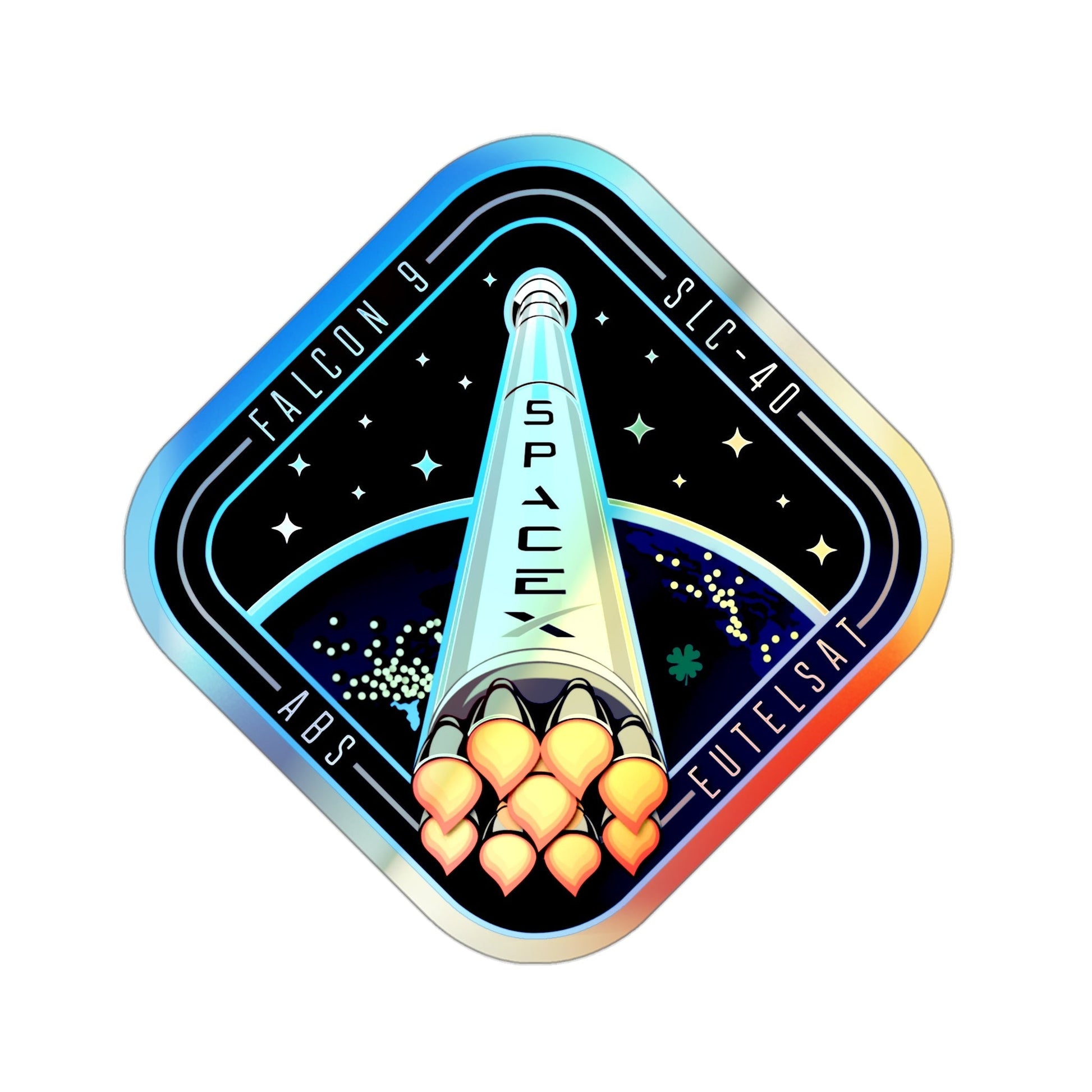 Cape Canaveral SpaceX Eutelsat 115 West B Falcon 9 Mission (SpaceX) Holographic STICKER Die-Cut Vinyl Decal-3 Inch-The Sticker Space