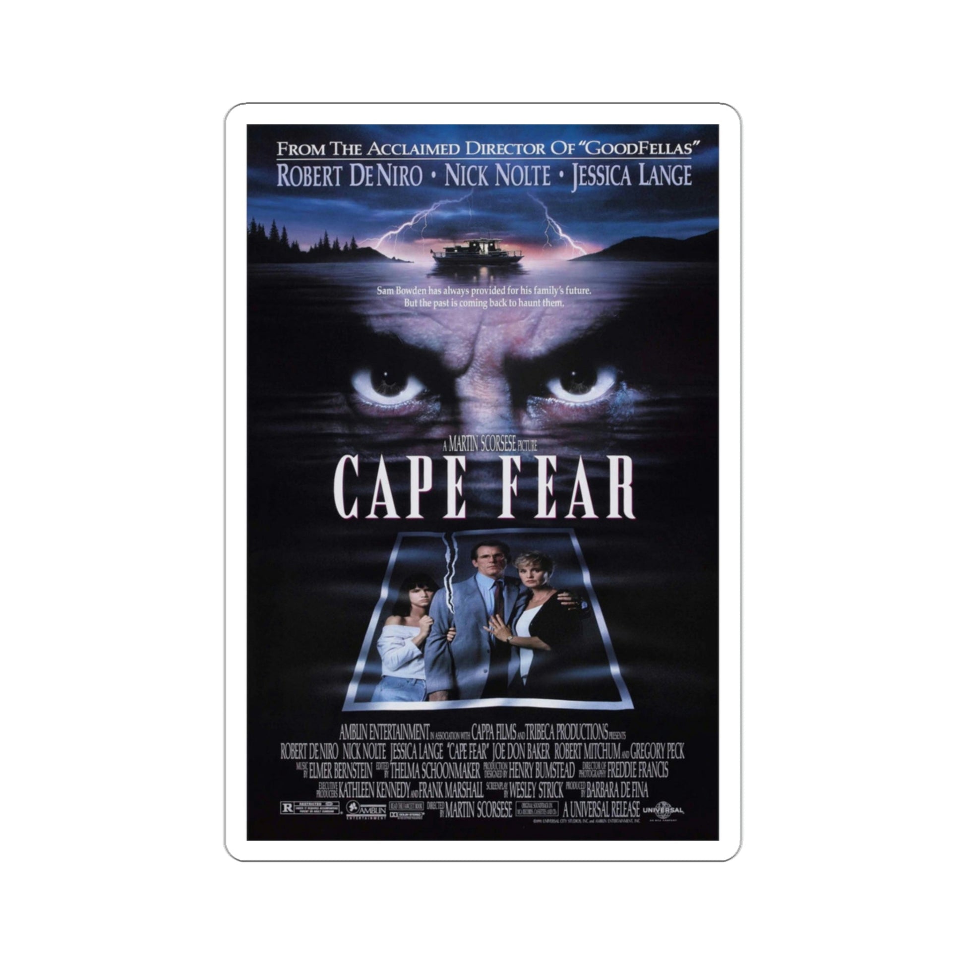 Cape Fear 1991 Movie Poster STICKER Vinyl Die-Cut Decal-3 Inch-The Sticker Space