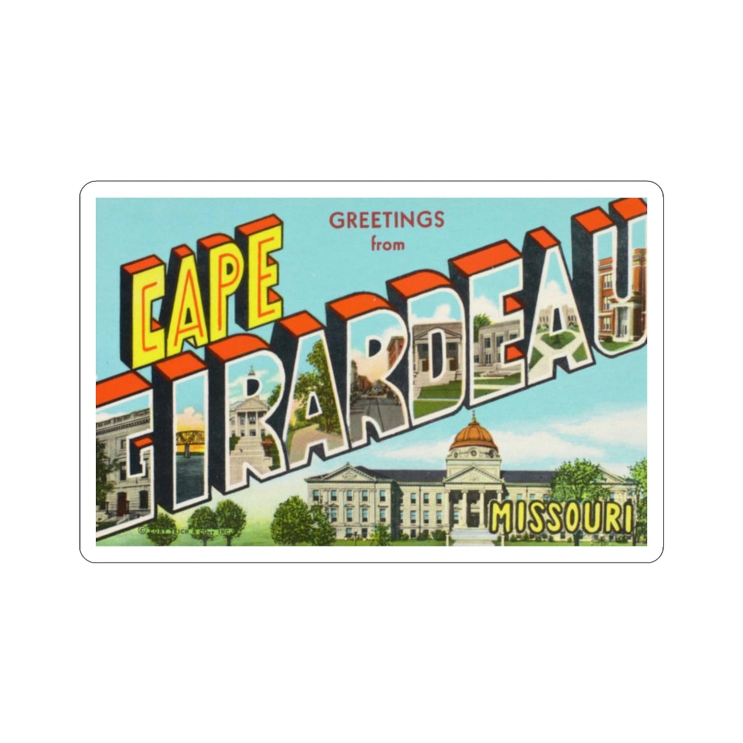 Cape Girardeau Missouri (Greeting Cards) STICKER Vinyl Die-Cut Decal-2 Inch-The Sticker Space