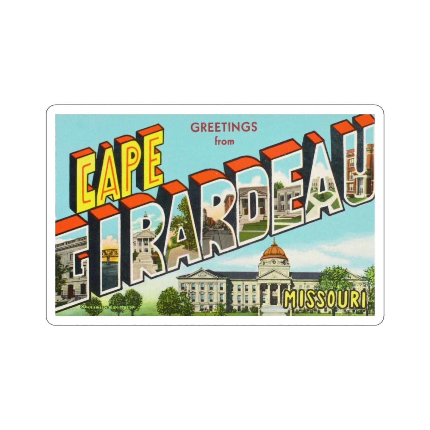 Cape Girardeau Missouri (Greeting Cards) STICKER Vinyl Die-Cut Decal-5 Inch-The Sticker Space