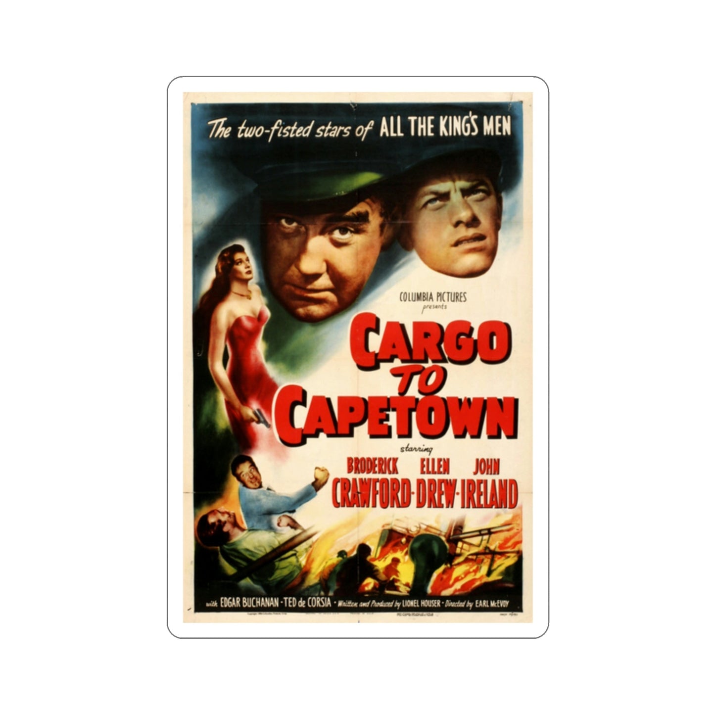 Cargo to Capetown 1950 Movie Poster STICKER Vinyl Die-Cut Decal-2 Inch-The Sticker Space