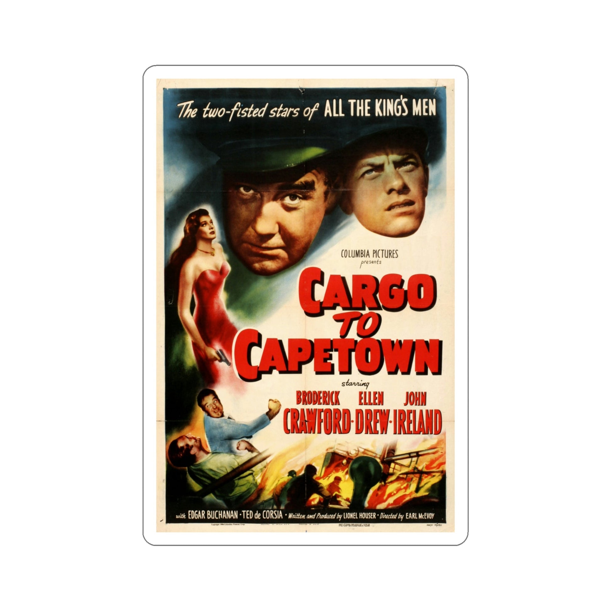 Cargo to Capetown 1950 Movie Poster STICKER Vinyl Die-Cut Decal-5 Inch-The Sticker Space