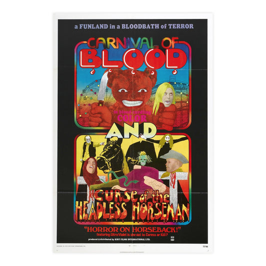 CARNIVAL OF BLOOD + CURSE OF THE HEADLESS HORSEMAN 1970 - Paper Movie Poster
