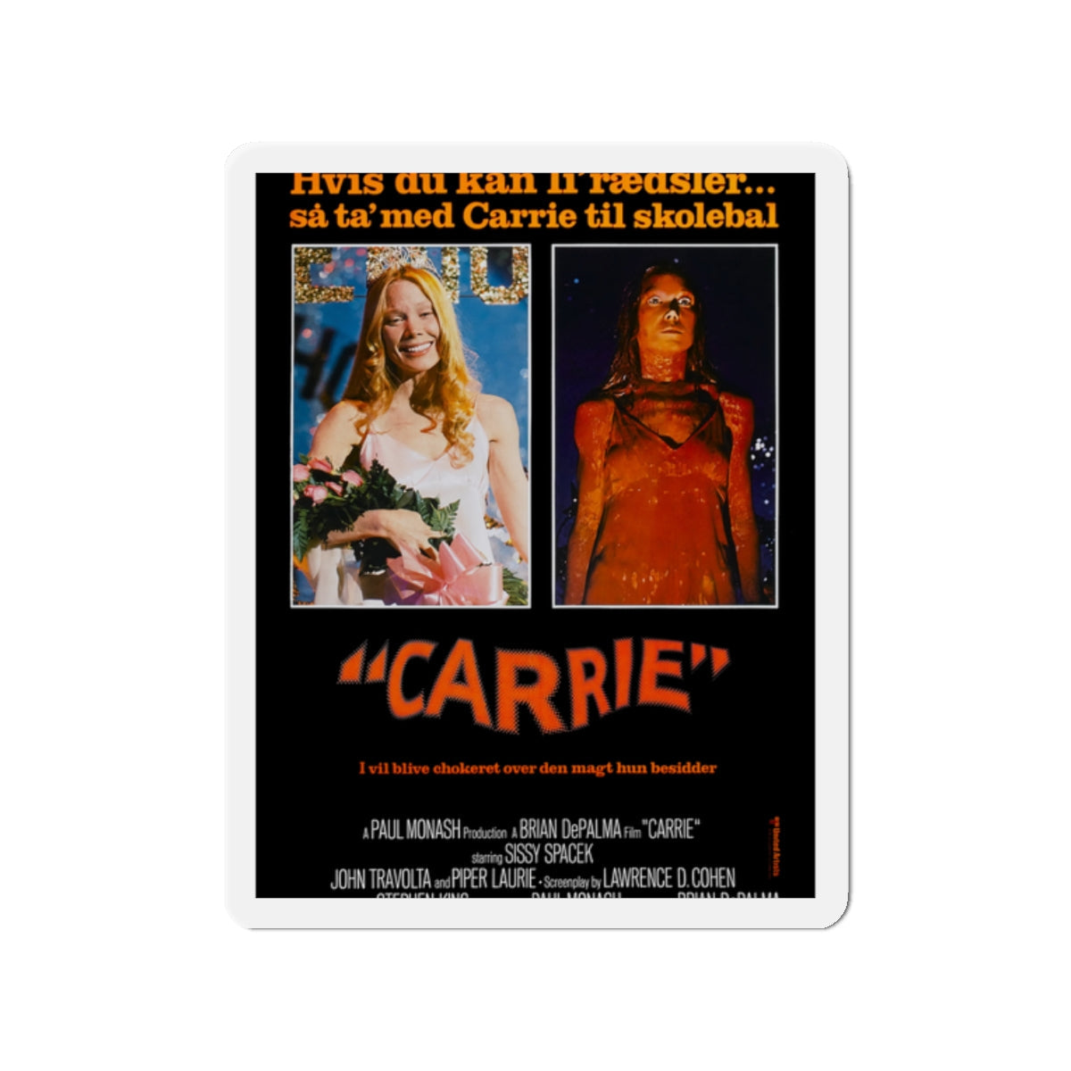 CARRIE (DANISH) 1976 Movie Poster - Die-Cut Magnet-2" x 2"-The Sticker Space
