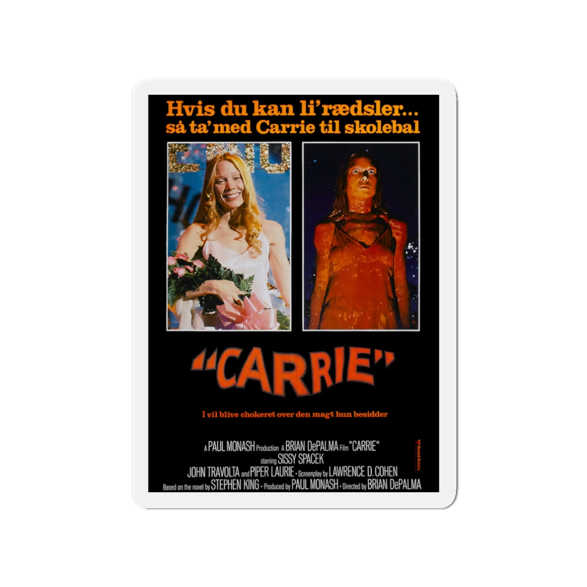 CARRIE (DANISH) 1976 Movie Poster - Die-Cut Magnet-3" x 3"-The Sticker Space