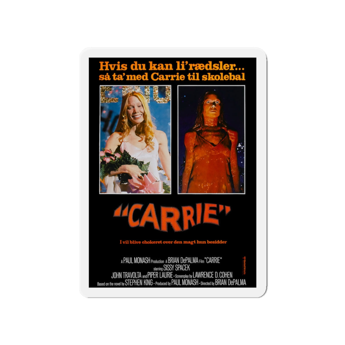 CARRIE (DANISH) 1976 Movie Poster - Die-Cut Magnet-4" x 4"-The Sticker Space