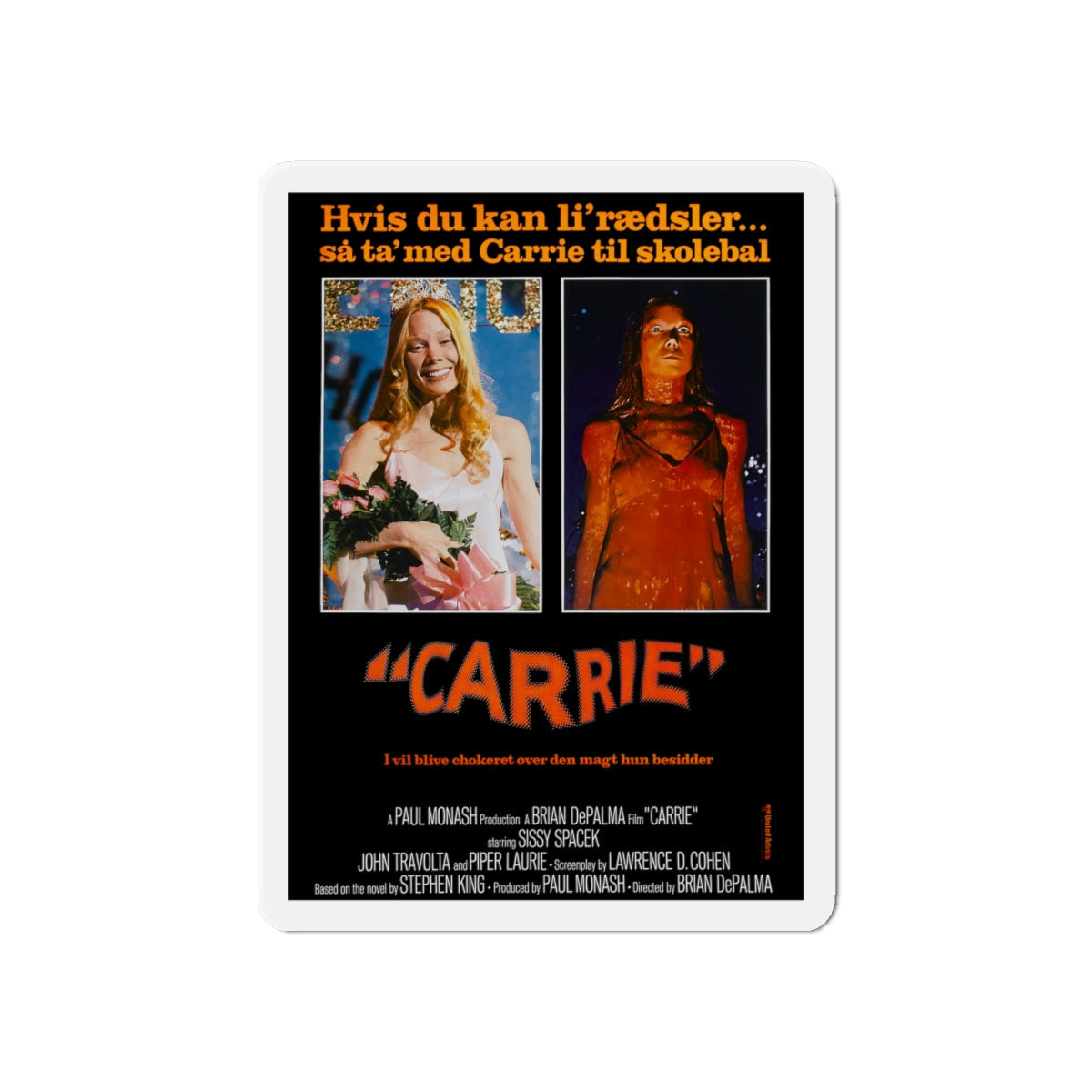 CARRIE (DANISH) 1976 Movie Poster - Die-Cut Magnet-6 × 6"-The Sticker Space