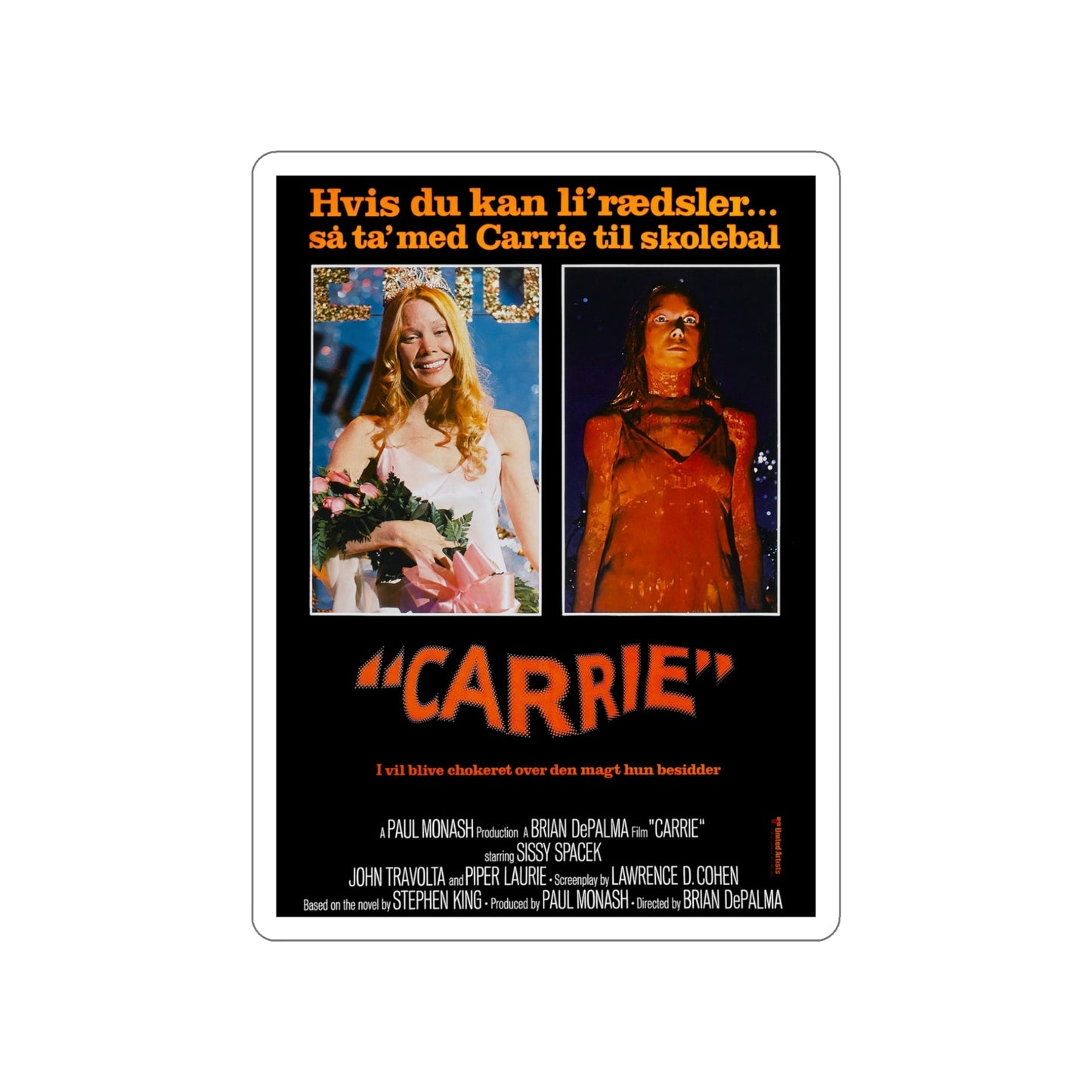 CARRIE (DANISH) 1976 Movie Poster STICKER Vinyl Die-Cut Decal-5 Inch-The Sticker Space