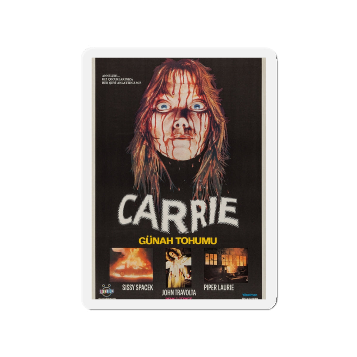 CARRIE (TURKISH) 1976 Movie Poster - Die-Cut Magnet-2" x 2"-The Sticker Space