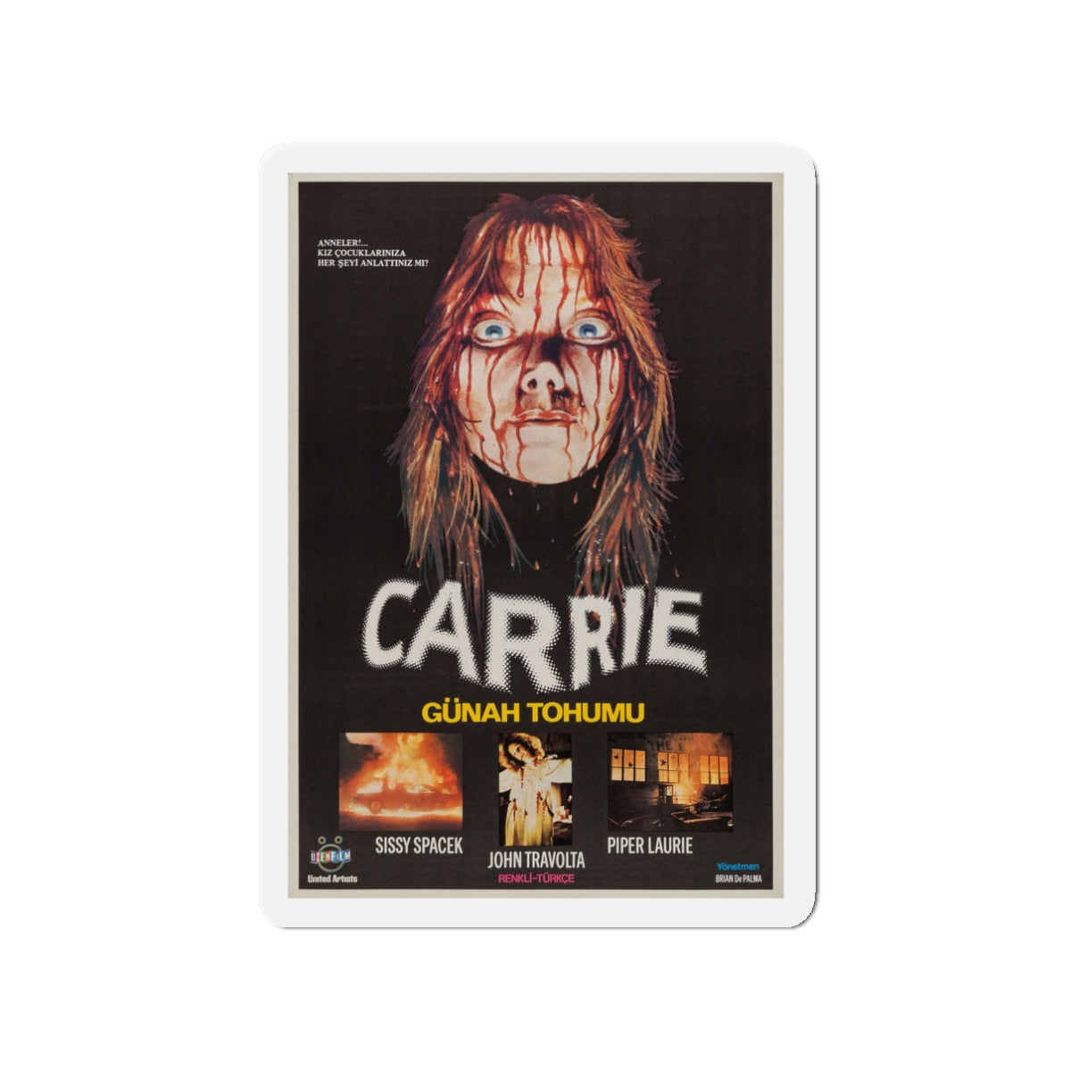 CARRIE (TURKISH) 1976 Movie Poster - Die-Cut Magnet-3" x 3"-The Sticker Space