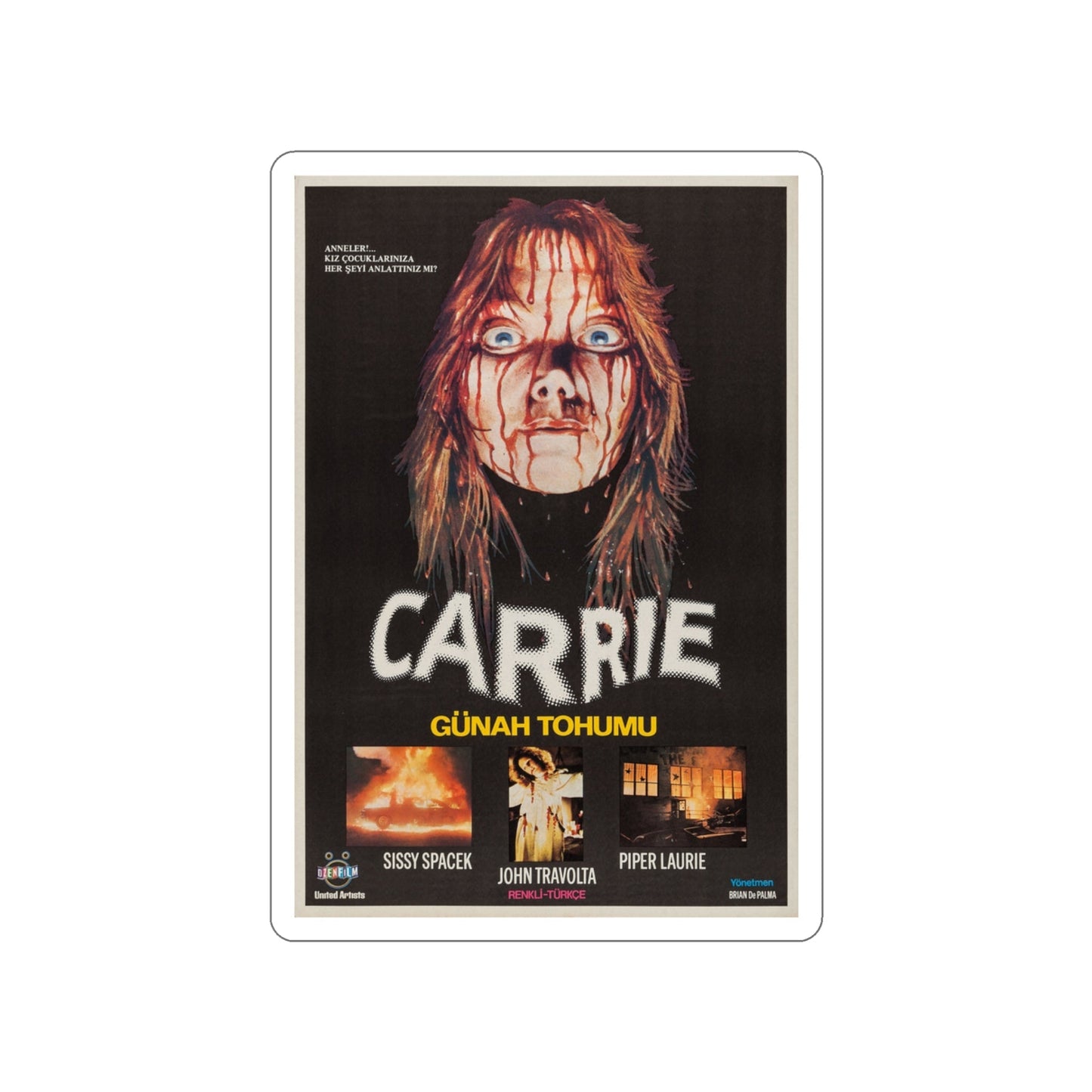 CARRIE (TURKISH) 1976 Movie Poster STICKER Vinyl Die-Cut Decal-3 Inch-The Sticker Space