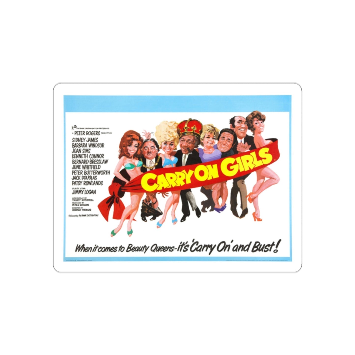 Carry on Girls 1973 Movie Poster STICKER Vinyl Die-Cut Decal-2 Inch-The Sticker Space