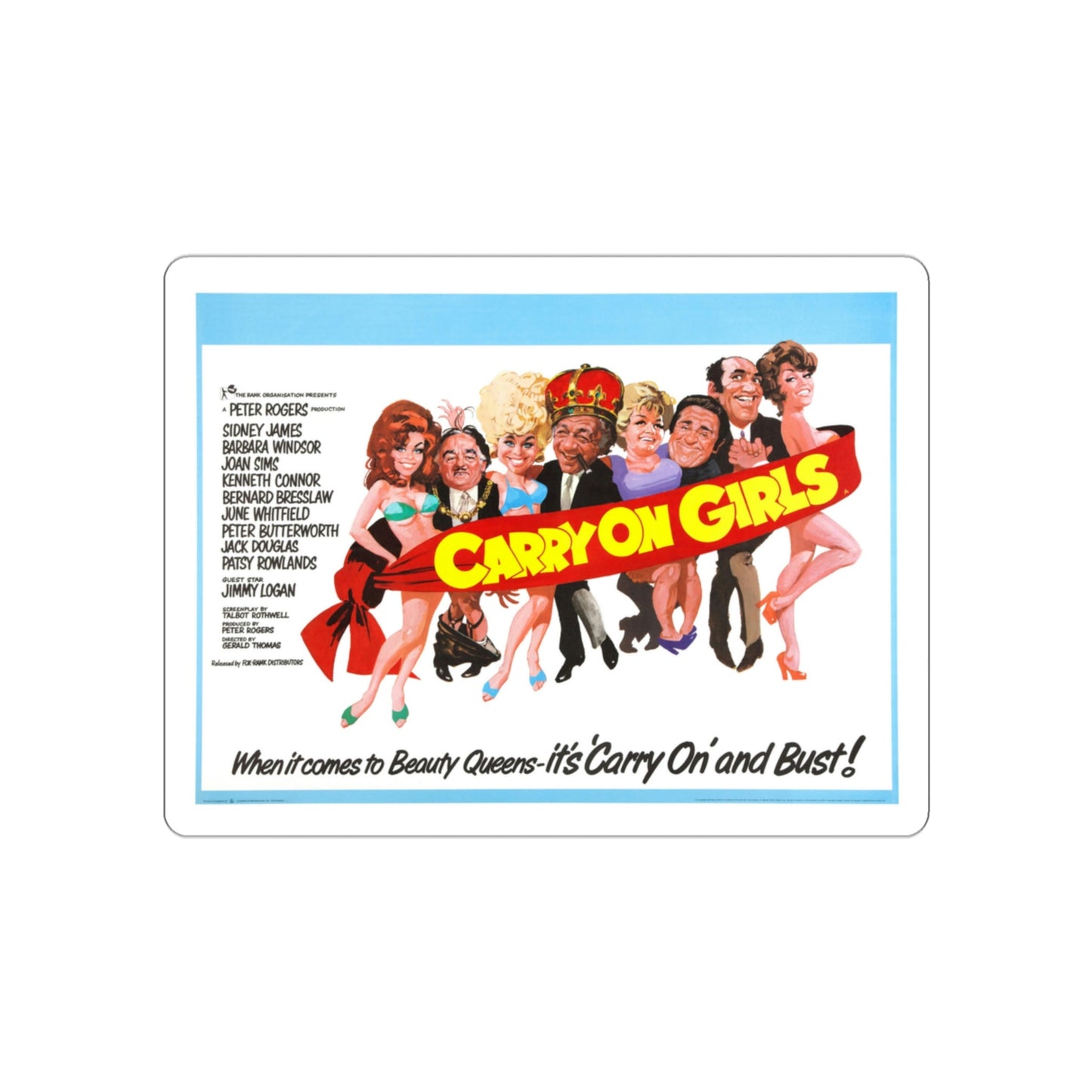 Carry on Girls 1973 Movie Poster STICKER Vinyl Die-Cut Decal-3 Inch-The Sticker Space