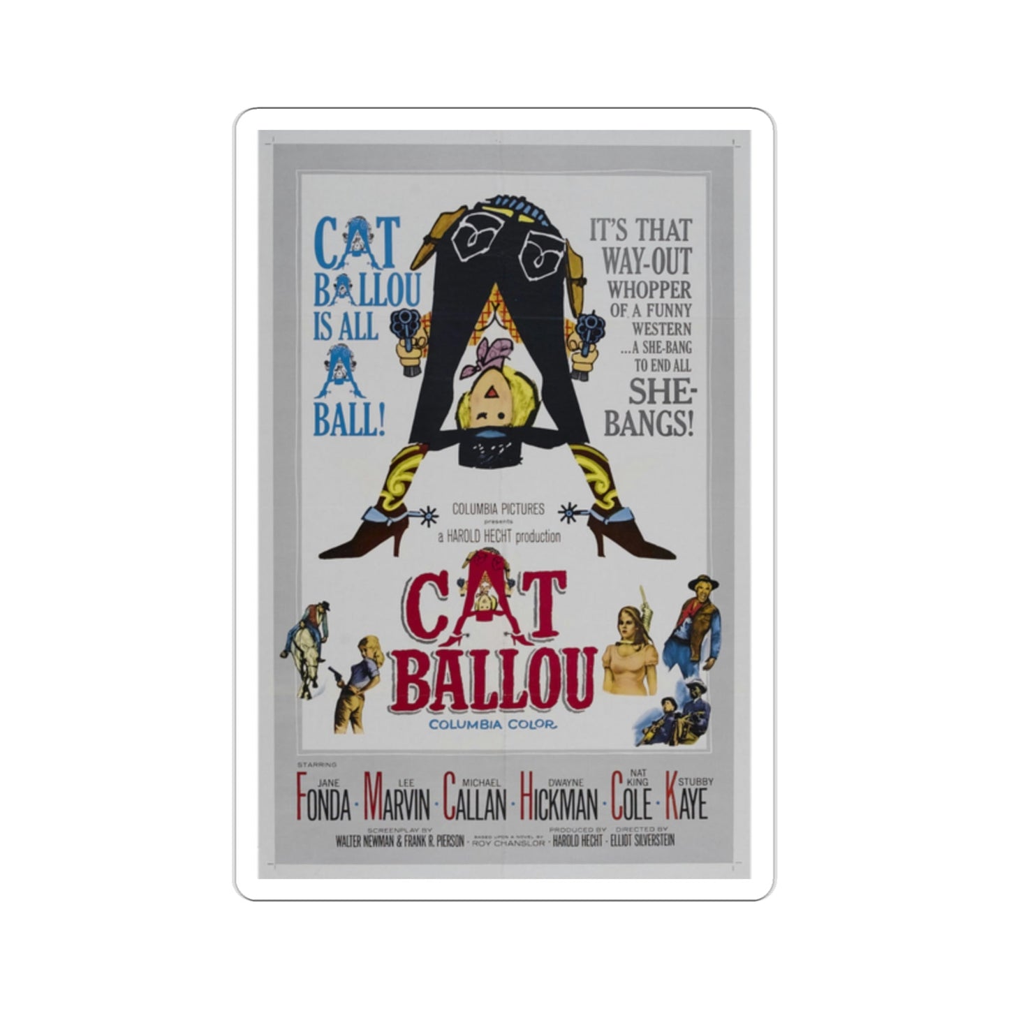 Cat Ballou 1965 Movie Poster STICKER Vinyl Die-Cut Decal-2 Inch-The Sticker Space