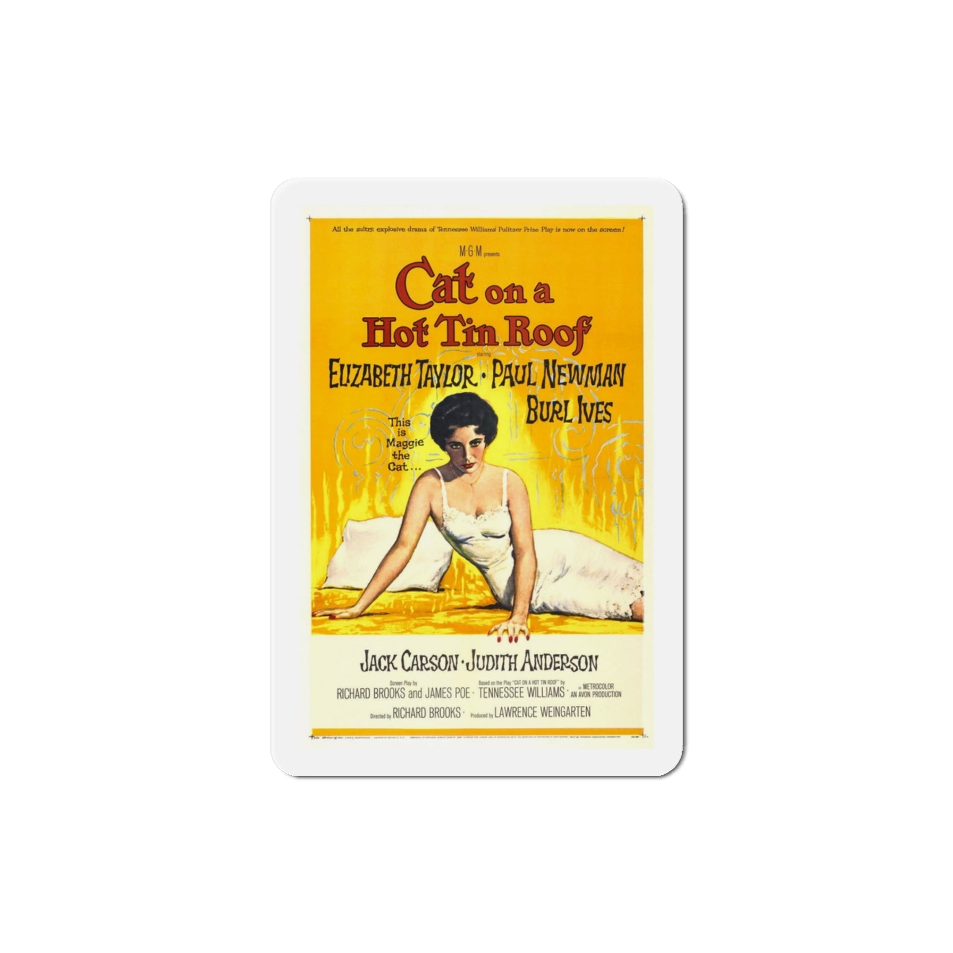 Cat on a Hot Tin Roof 1958 Movie Poster Die-Cut Magnet-3 Inch-The Sticker Space