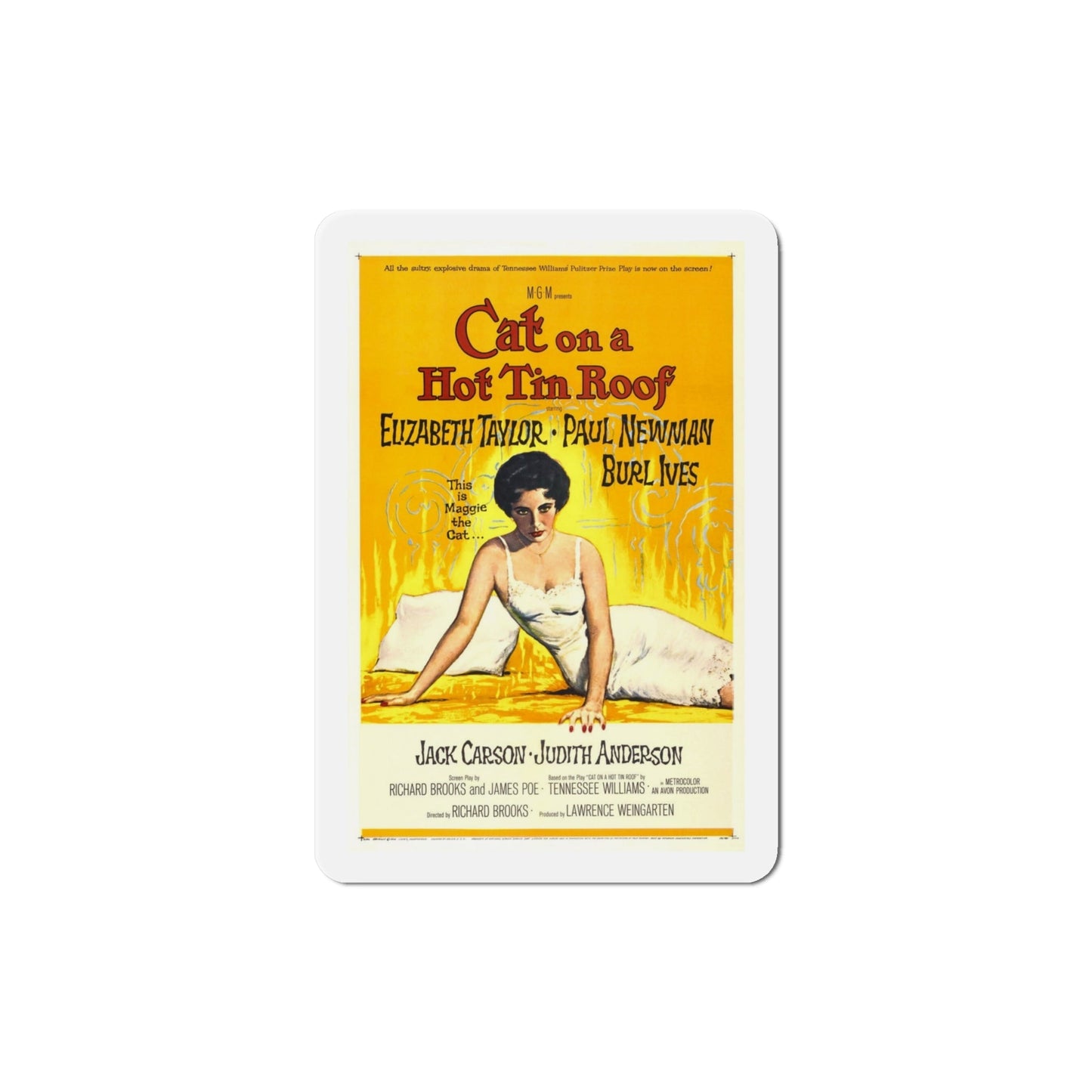 Cat on a Hot Tin Roof 1958 Movie Poster Die-Cut Magnet-4 Inch-The Sticker Space