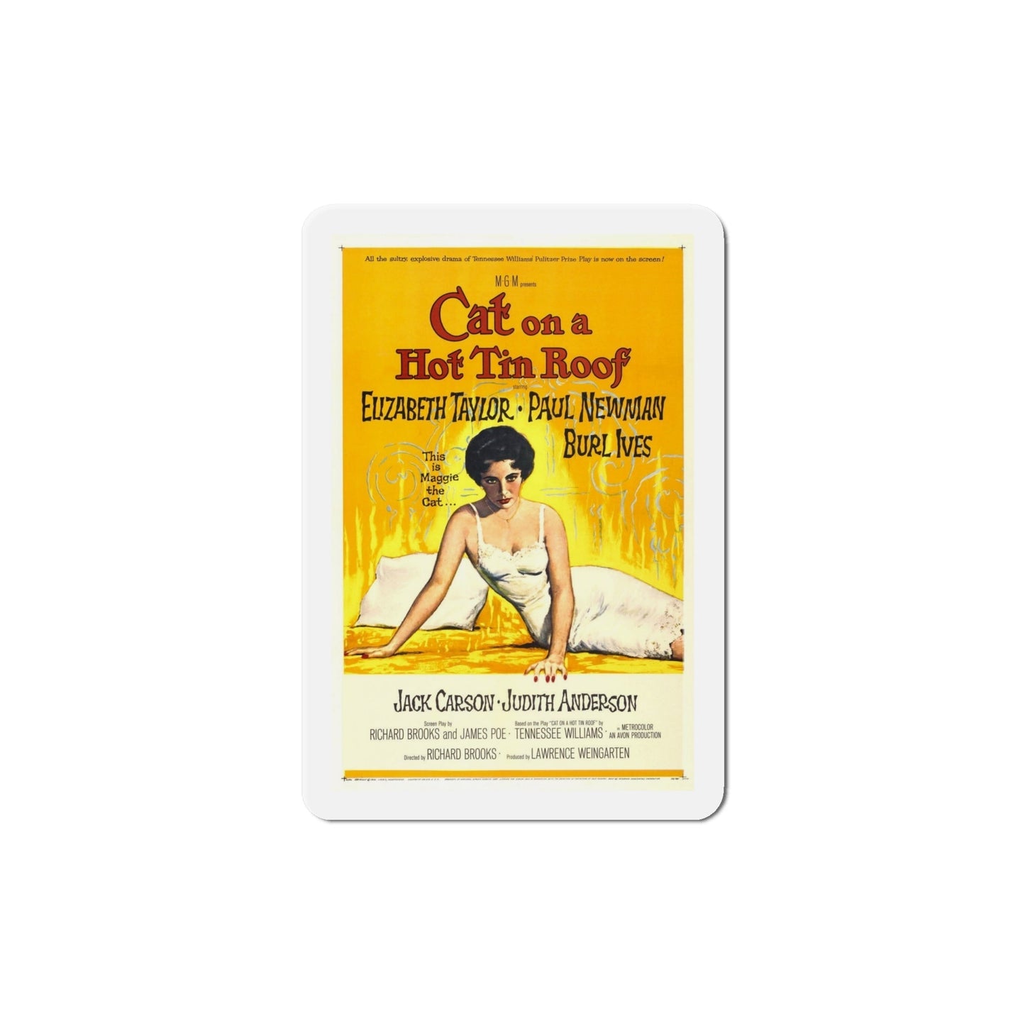 Cat on a Hot Tin Roof 1958 Movie Poster Die-Cut Magnet-6 Inch-The Sticker Space