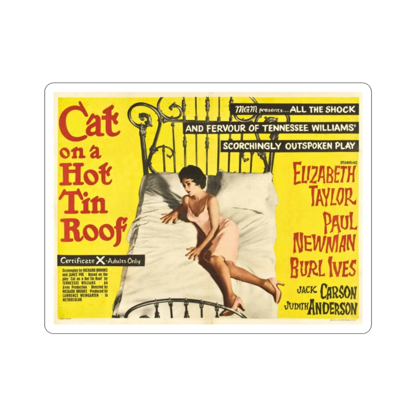 Cat on a Hot Tin Roof 1958 v2 Movie Poster STICKER Vinyl Die-Cut Decal-2 Inch-The Sticker Space