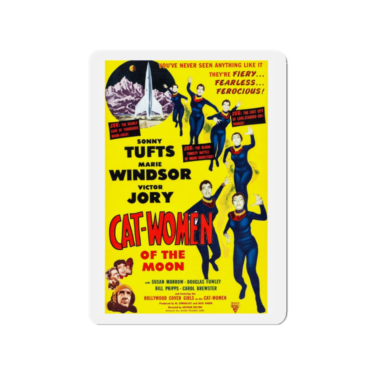 CAT-WOMEN OF THE MOON 1953 Movie Poster - Die-Cut Magnet-2" x 2"-The Sticker Space