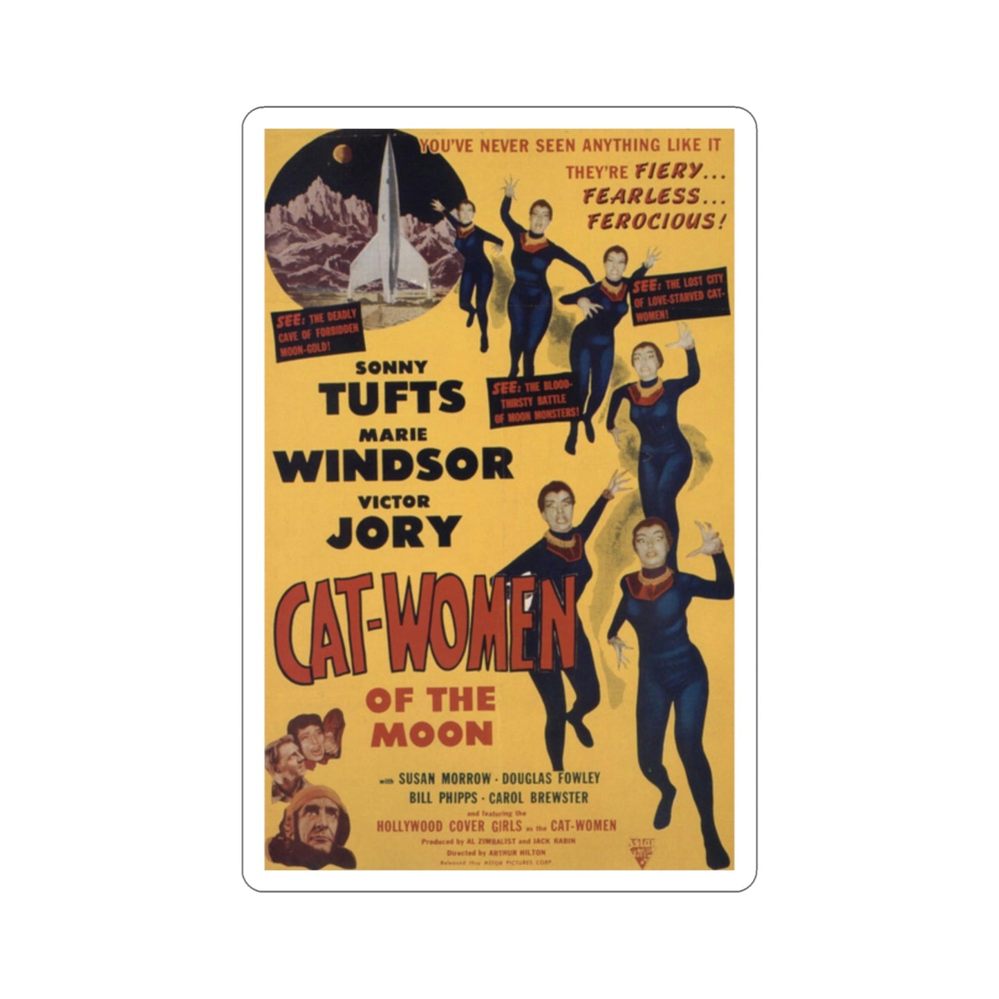 Cat Women of the Moon 1953 Movie Poster STICKER Vinyl Die-Cut Decal-2 Inch-The Sticker Space