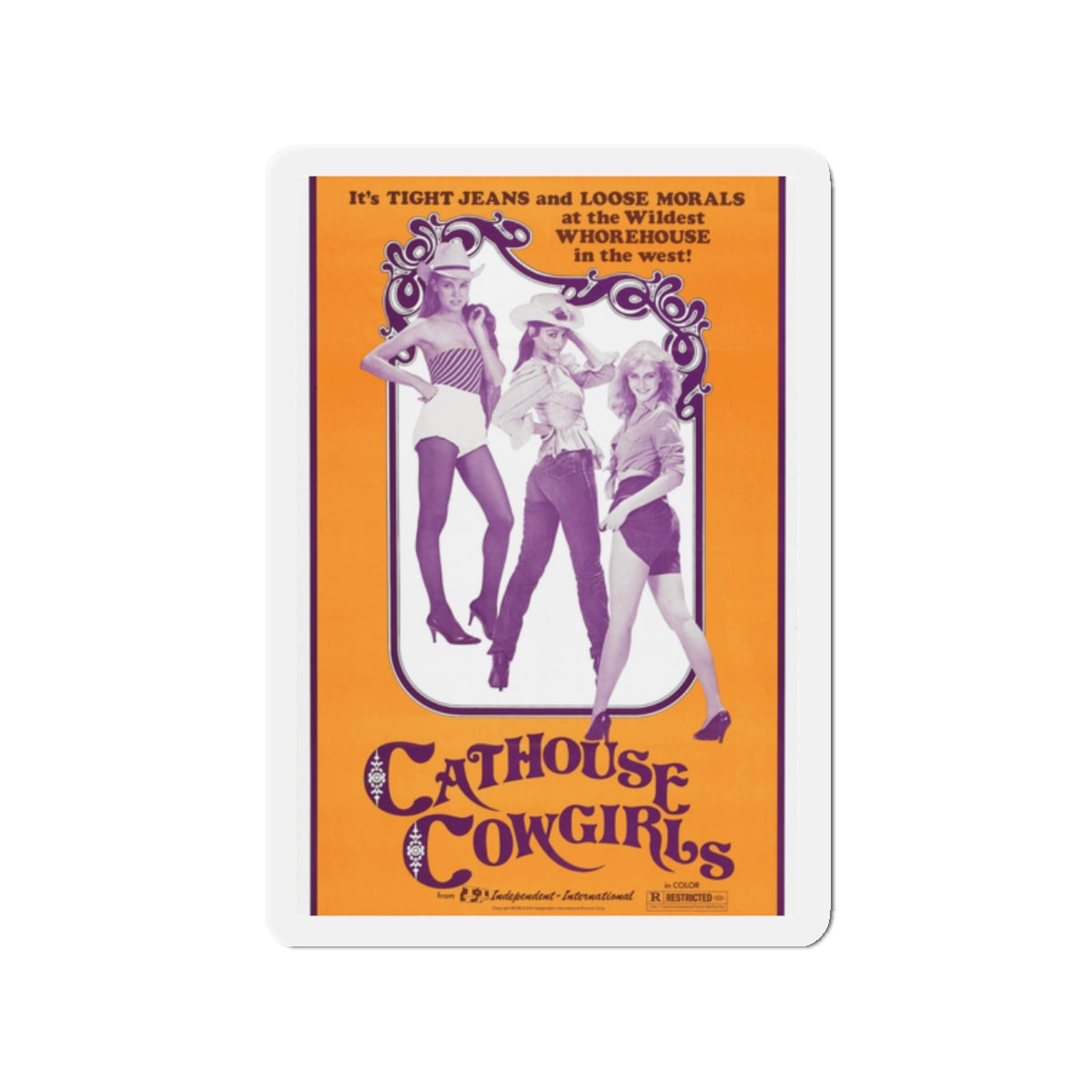 CATHOUSE COWGIRLS (BLAZING STEWARDESSES) 1975 Movie Poster - Die-Cut Magnet-2" x 2"-The Sticker Space