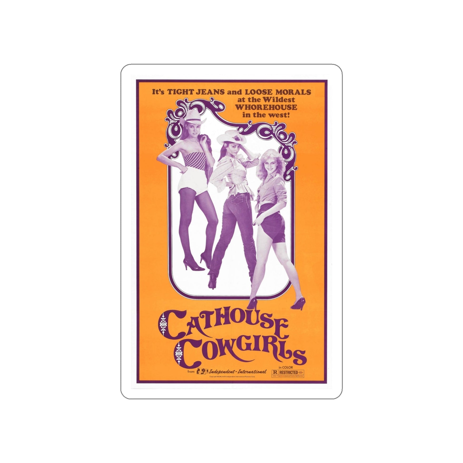 CATHOUSE COWGIRLS (BLAZING STEWARDESSES) 1975 Movie Poster STICKER Vinyl Die-Cut Decal-4 Inch-The Sticker Space