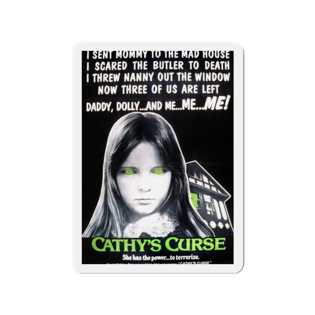 CATHY'S CURSE 1977 Movie Poster - Die-Cut Magnet-2" x 2"-The Sticker Space