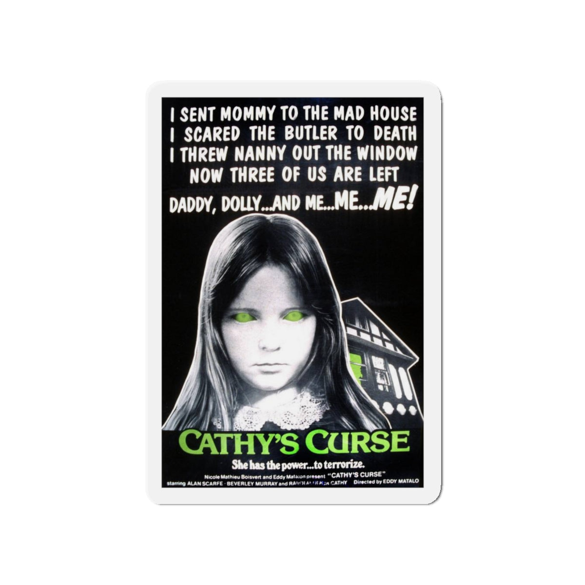 CATHY'S CURSE 1977 Movie Poster - Die-Cut Magnet-4" x 4"-The Sticker Space