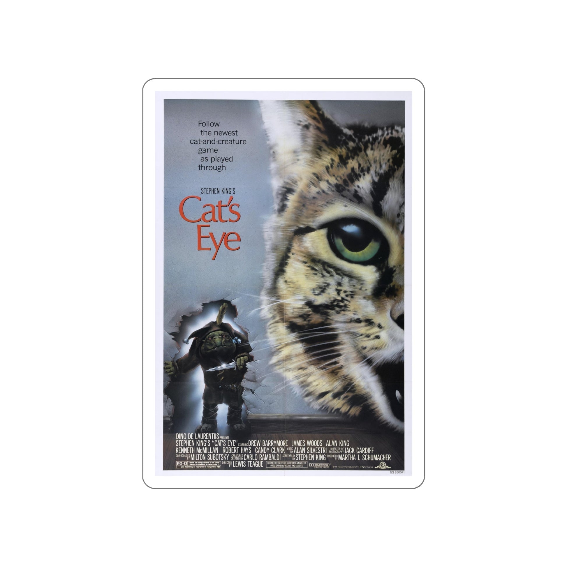 CAT'S EYE 1985 Movie Poster STICKER Vinyl Die-Cut Decal-6 Inch-The Sticker Space