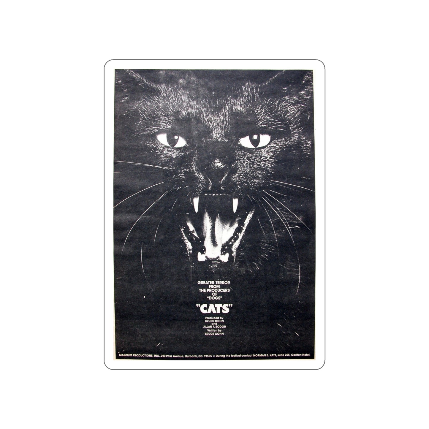 CATS (NEVER PRODUCED) 1977 Movie Poster STICKER Vinyl Die-Cut Decal-5 Inch-The Sticker Space