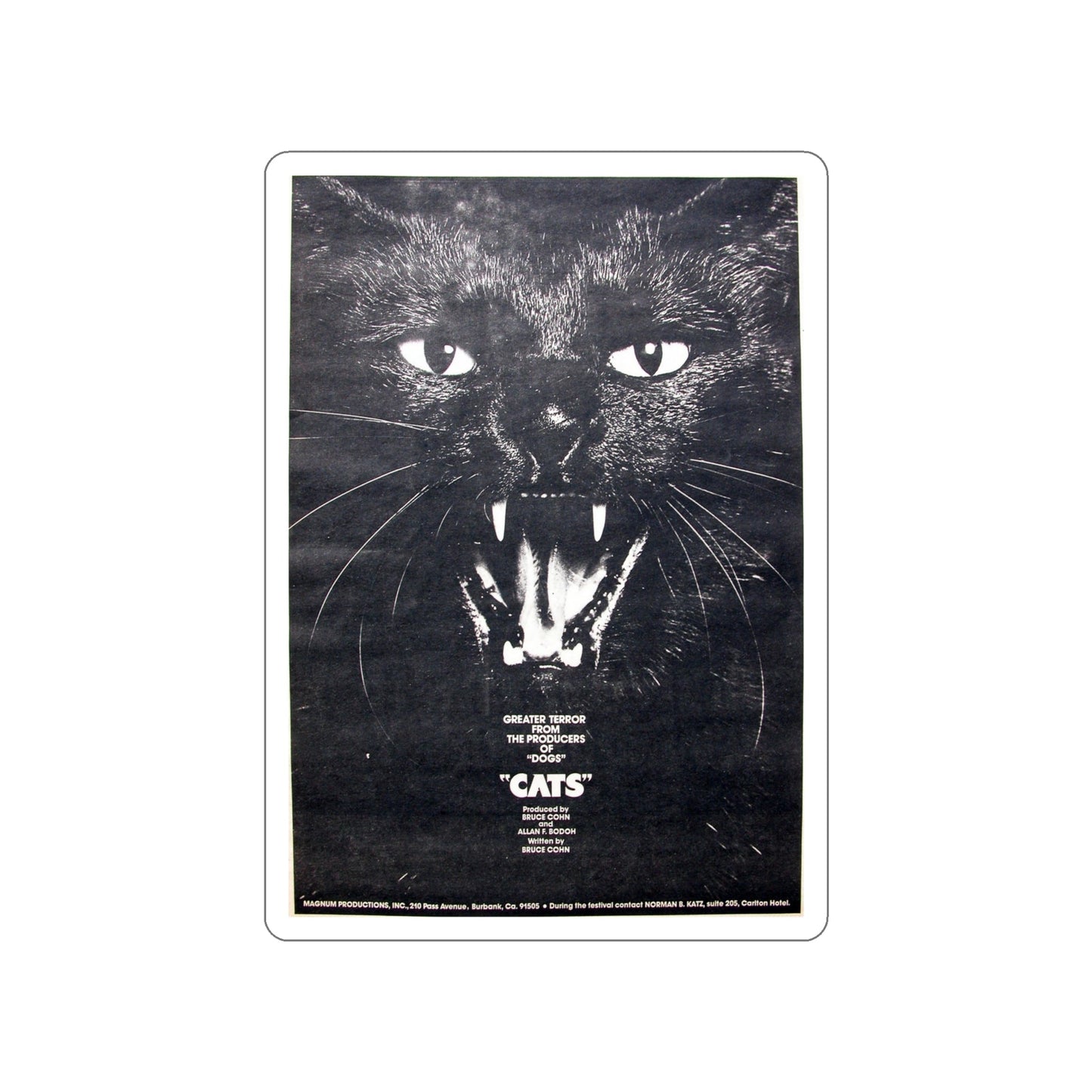 CATS (NEVER PRODUCED) 1977 Movie Poster STICKER Vinyl Die-Cut Decal-6 Inch-The Sticker Space
