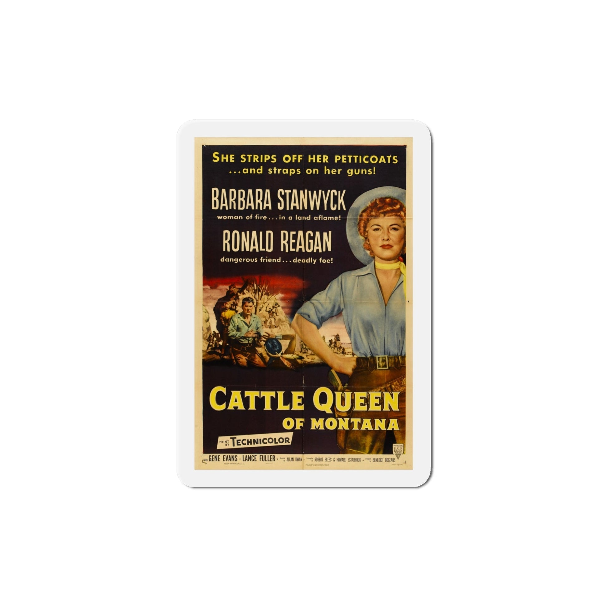 Cattle Queen of Montana 1954 Movie Poster Die-Cut Magnet-5 Inch-The Sticker Space