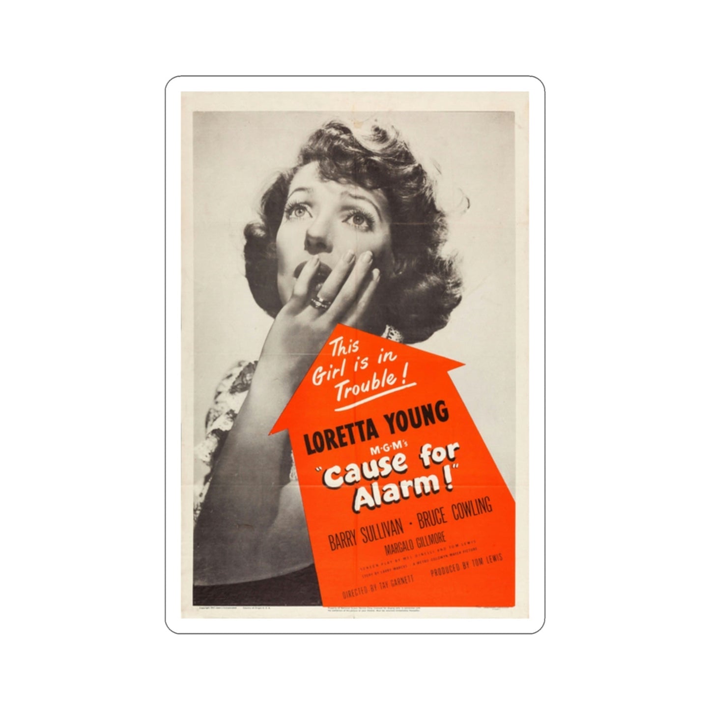 Cause for Alarm 1951 Movie Poster STICKER Vinyl Die-Cut Decal-2 Inch-The Sticker Space