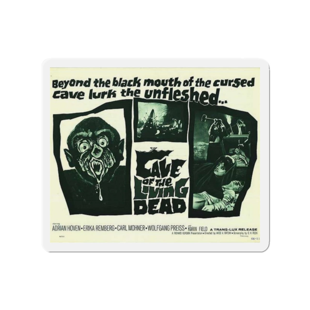 CAVE OF THE LIVING DEAD 1964 Movie Poster - Die-Cut Magnet-2" x 2"-The Sticker Space
