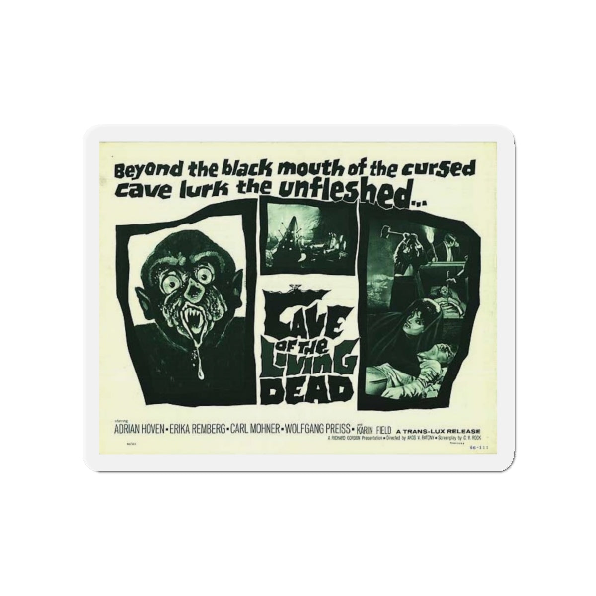 CAVE OF THE LIVING DEAD 1964 Movie Poster - Die-Cut Magnet-4" x 4"-The Sticker Space